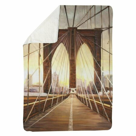 BEGIN HOME DECOR 60 x 80 in. Sunset on the Brooklyn Bridge-Sherpa Fleece Blanket 5545-6080-CI346